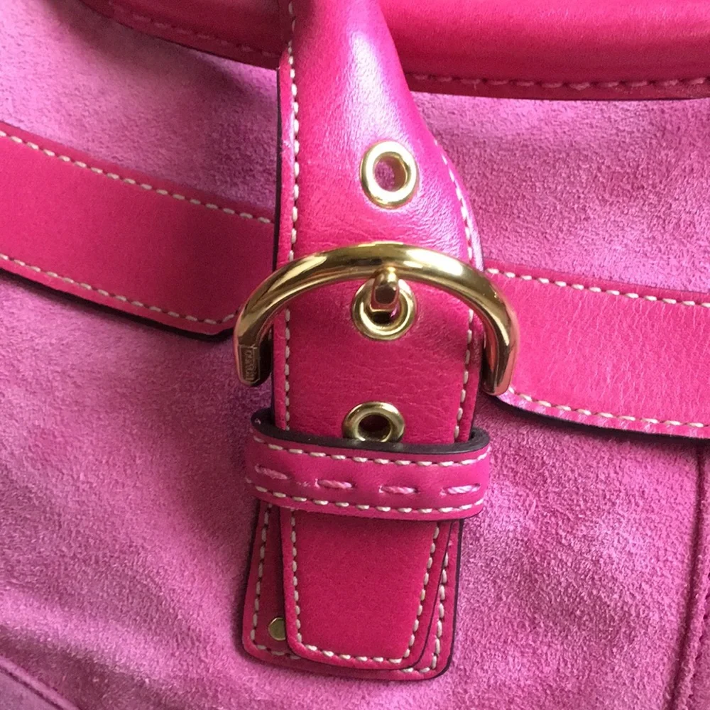 Coach Pink Suede Leather Satchel Bag